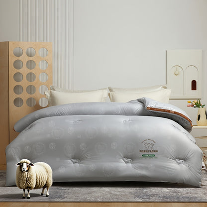 New Modern Style Australian Wool Quilt - Thick And Warm, Suitable for Autumn And Winter, Quilted Design, Filling: Wool + Superfine Fiber, Soft And Skin-Friendly Warm Bedding for Autumn And Winter