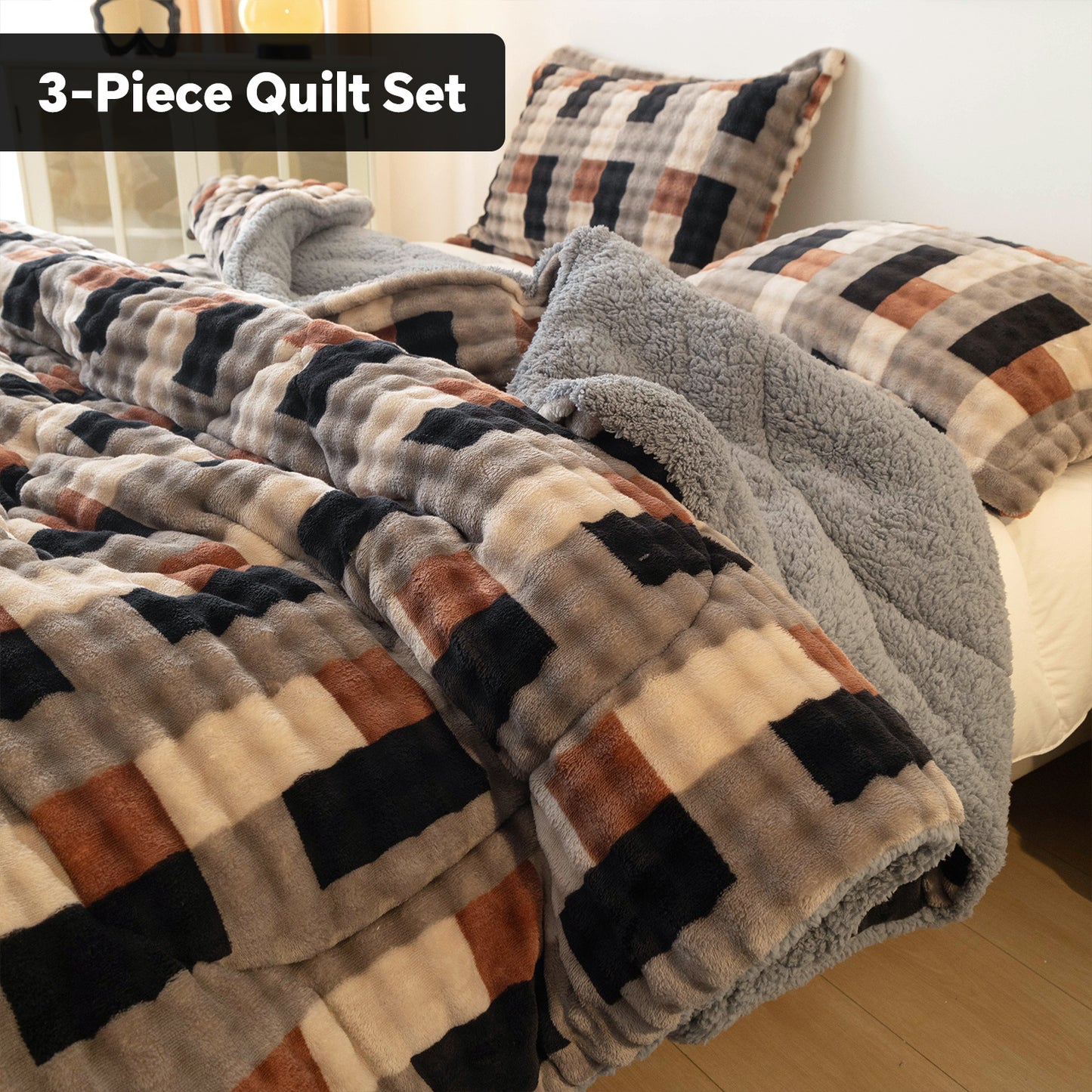 High Quality Quilt Set -Spring Plush Quilt Set, Bedding for Room Decor, Thickened Comforter Set for School Dormitories, Thickened Quilt Set with Two Pillowcases,, Home Gift
