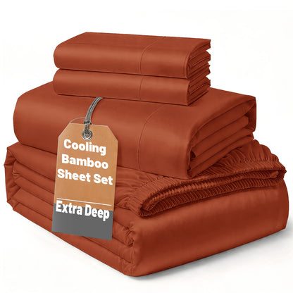 SASTTIE 2400TC Extra Deep Bamboo Cooling Bedding, Breathable & Cooling Hotel Luxury Bed Sheets Set For Child, Easy & Secure Fit - Soft, Wrinkle Free & Comfy Kids Sheet With 15" Deep Pocket, Ultra-Soft & Machine Washable Bedding, Kids Room Decor