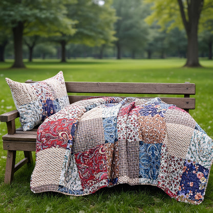 Bohemian Design Quilted bedding - Available in Queen/King Sizes, Made from Premium Polyester Material & Microfiber Filling, Includes 2-3pcs (1 Bedspread + 1-2 Pillow Covers) - Ideal for Bedrooms, Guest Rooms, And Hotels