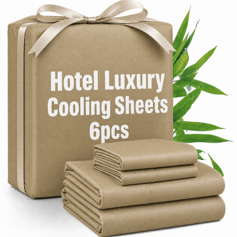 Queen Size Cooling Sheet Set for Kids & Dorm & Home & RVs, 6pcs Bedding Sets WithTop Sheet & Fitted Sheet & Sheets & Pillowcase & Sham Twin/Twinx/ Full/Queen/King Size, Durable & Long-Lasting, Easy Care, 16' Extra Deep Pocket, Father's Day Gift