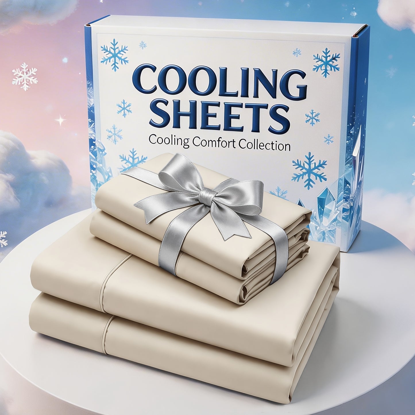 3pcs/ 4pcs Bamboo Cooling Bed Sheet Set -14"Deep Pocket, Exquisite Pinch Pleat, Shrink-Resistant, Fade-Resistant, Skin-Friendly Bedding with 1or2 Pillowcases, 1 Flat Sheet, 1 Fitted Sheet, Dorm Bedding for College, Cozy Comfort