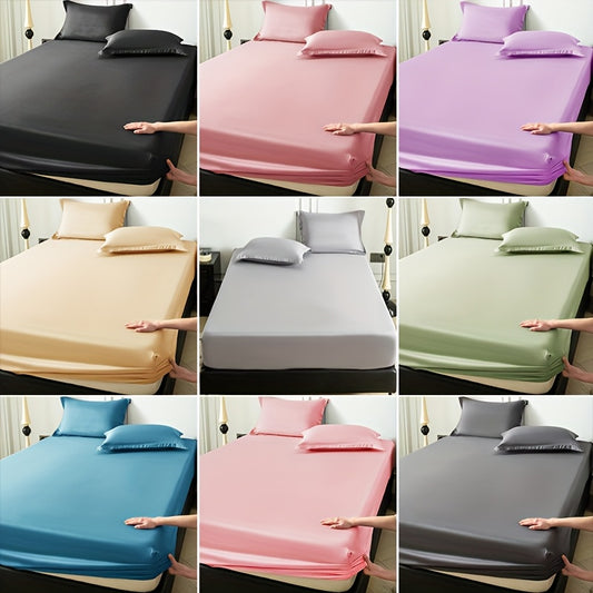 Soft Breathable Microfiber Fitted Sheet Suitable for - Machine-Washable Bedspread, Brushed Texture for Warmth, Solid Color Minimalist Bed, Comfortable for &, Fits Most Bed Frames