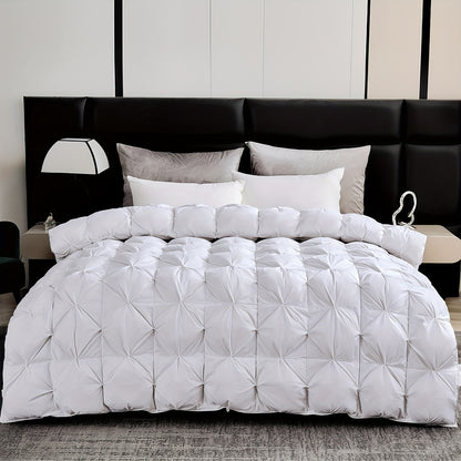 Superior Luxury Goose Feather Down Comforter King Size, Box Stitched Ultra-Soft 100% Fabric Shell, Lightweight And Fluffy All Season Medium Warmth Bed Duvet Insert With 8 Corner Tabs, Machine Washable(106"x90", White And Grey)