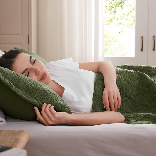 Set of Quilts in Twin, Queen, King, Or California King Sizes, Available in Lightweight Options of White, Black, Olive Green, Burnt Orange, And Sage Green. These Soft Microfiber Summer Quilts Serve As Luxurious Warm Coverlets Suitable for Any Season