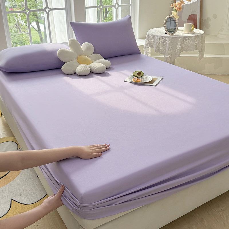 1 Easy Solid Color Bed Sheet, Without Pillowcases - Household Mattress Protector, Hotel Mattress Dust Cover, 360-Degree Full Coverage, Non-Slip, Made of Easy-Care Material, Comfortable And Durable, Suitable for All Seasons