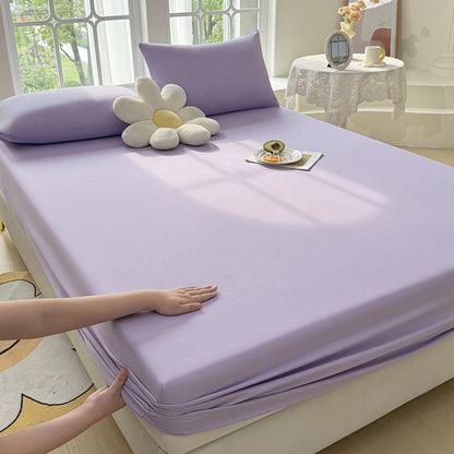 1 Easy Solid Color Bed Sheet, Without Pillowcases - Household Mattress Protector, Hotel Mattress Dust Cover, 360-Degree Full Coverage, Non-Slip, Made of Easy-Care Material, Comfortable And Durable, Suitable for All Seasons
