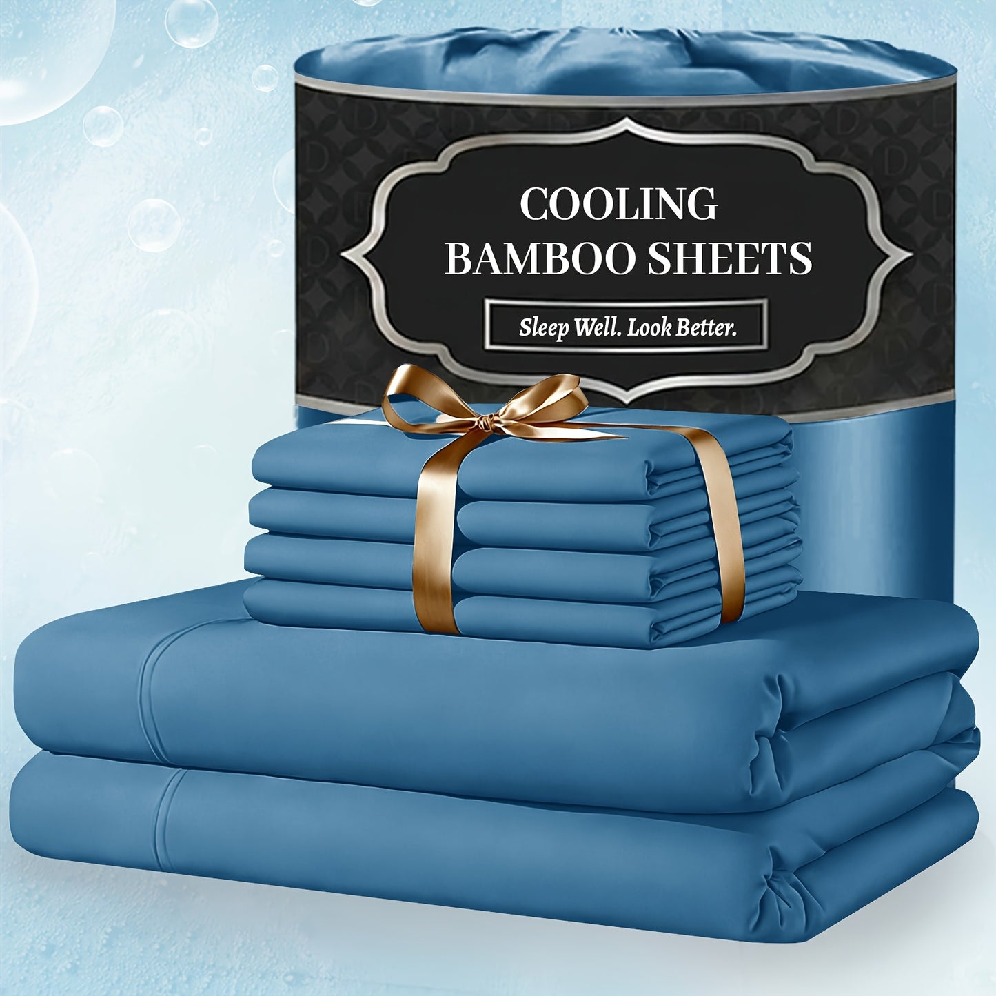 Extra Deep Pocket Bamboo Sheets - 4/6pcs Breathable & Cooling Bamboo Bed Sheet Set, Hotel Luxury Fitted Sheet Set, Soft Wrinkle-Free for Extra Deep Mattresses, Room Decor, Twin/Full/Queen/King Size Sheet & Pillowcase Sets