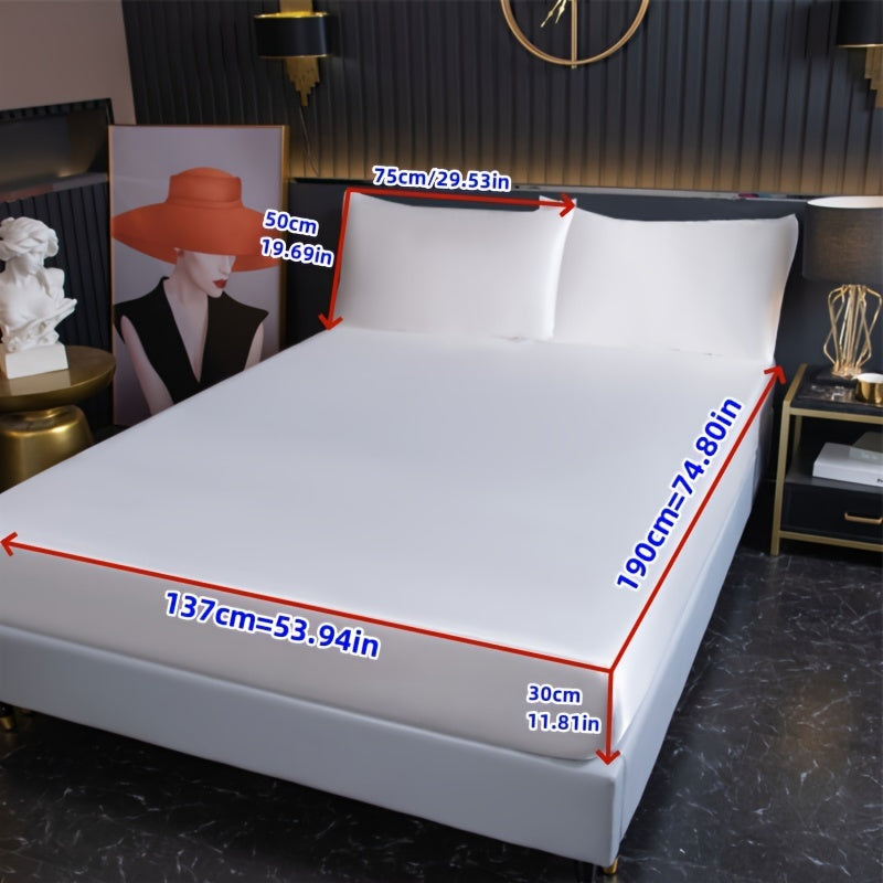 3pcs Cool But Not Icy Fresh Soft Smooth - Solid Color Satin 1pc Fitted Sheet And 1 Pair Pillowcases