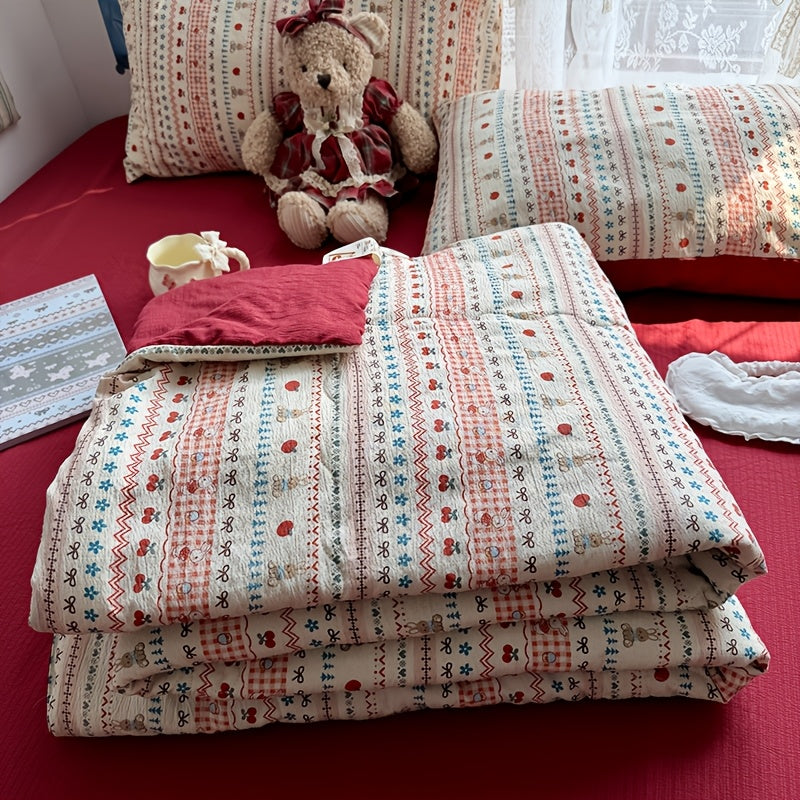 1pc, Bohemian Style Single Summer Quilt (Pillow Core And Pillowcase Not Included), Soft And Smooth Texture, Skin-Friendly And Comfortable, Breathable And Cool, Machine Washable, Suitable for Bedroom Decoration, Travel, Camping