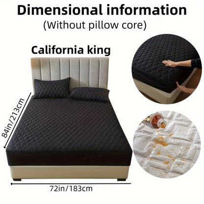 2/3pcs Two-Piece/Three-Piece Multi-Color Waterproof Fitted Sheet Set Waterproof Mattress Protector Fitted Sheet and Pillowcase Set Anti-slip Full Cover Protection Cover