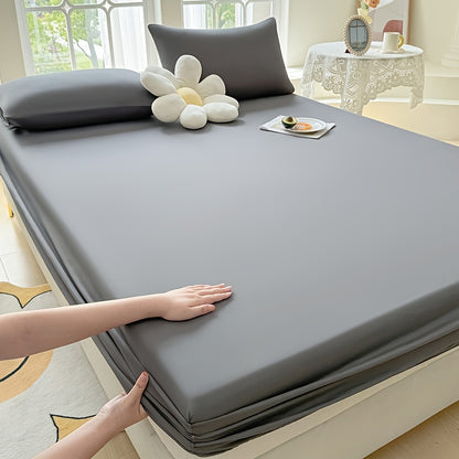 1 Easy Solid Color Bed Sheet, Without Pillowcases - Household Mattress Protector, Hotel Mattress Dust Cover, 360-Degree Full Coverage, Non-Slip, Made of Easy-Care Material, Comfortable And Durable, Suitable for All Seasons