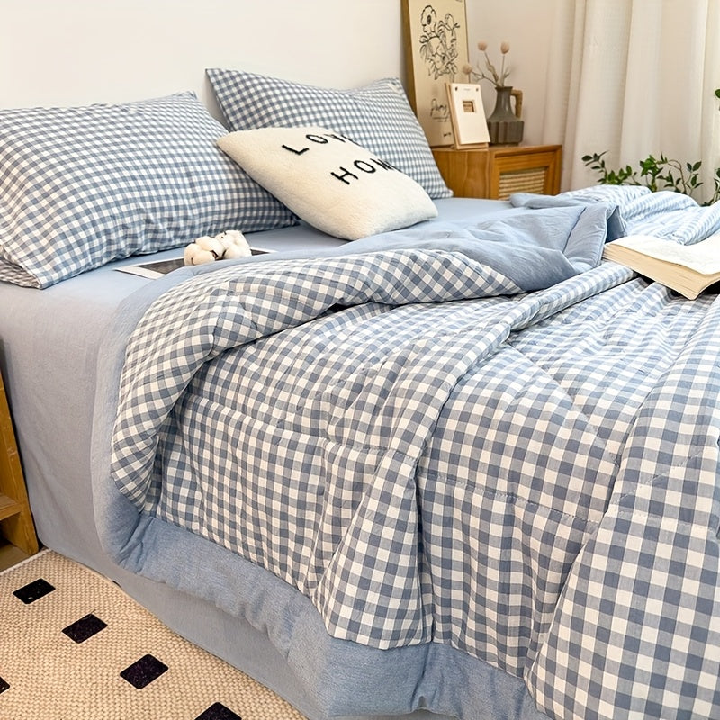 [Soft Skin-Friendly] Soft Skin-Friendly Summer Breeze Quilt | Space Theme, Microfiber Filling, Machine Washable, Lightweight, All-Season, Thin, Plaid Design - Single Piece, No Pillowcase and Bedsheet, Perfect for Warm Weather