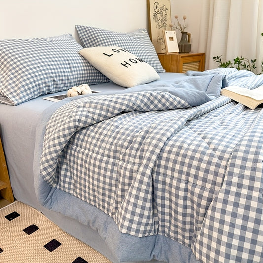[Soft Skin-Friendly] Soft Skin-Friendly Summer Breeze Quilt | Space Theme, Microfiber Filling, Machine Washable, Lightweight, All-Season, Thin, Plaid Design - Single Piece, No Pillowcase and Bedsheet, Perfect for Warm Weather