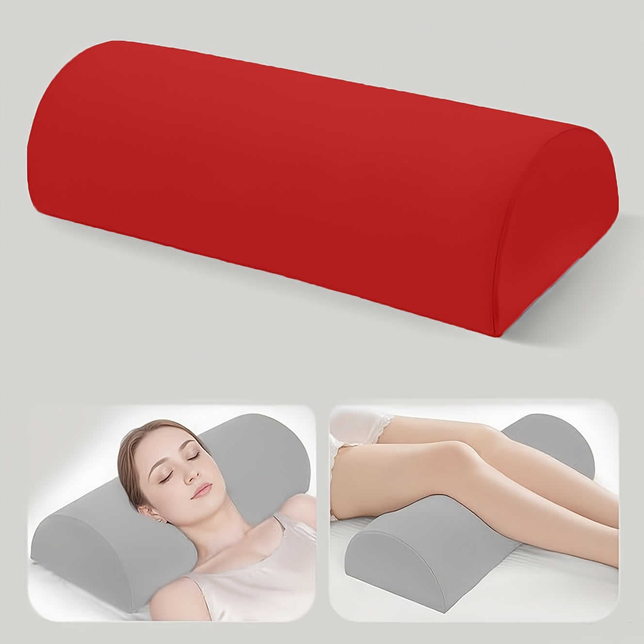 1pc Half Moon Pillow, Leg, Knee, Back of Neck, and Lumbar Support Pillow, Suitable for Back or Side Sleepers, Semi-Rolled Round Pillow, Comfort for Ankles and Feet, Head, Neck, Spine, and Hips