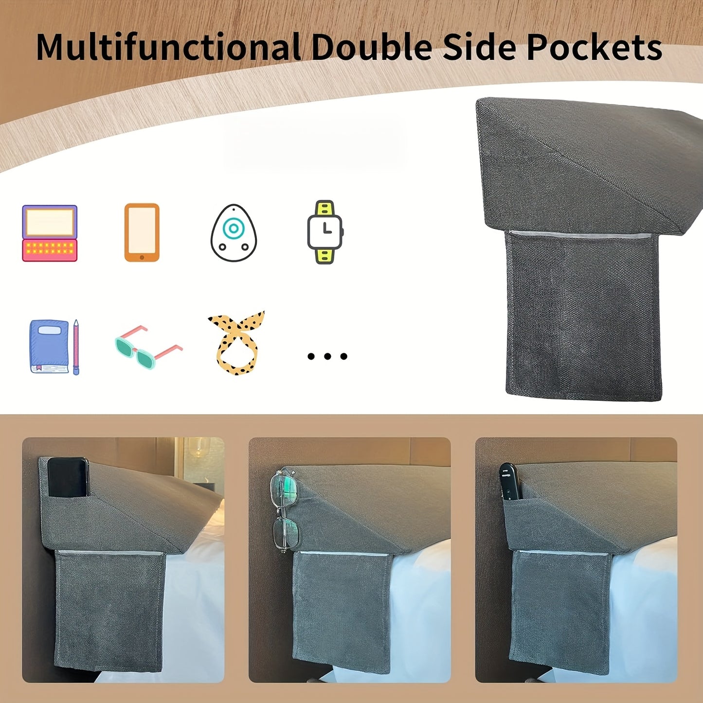 Bed Wedge Pillow for Headboard, Bed Gap Filler, Triangle Pillow Wedge for Rest Sleeping Reading, Between Your Headboard and Mattress