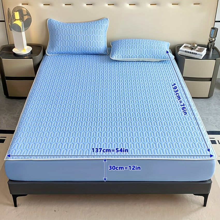 1pc Cooling And Stretchy Bed Sheet - Soft Non-Slip Polyester, Breathable Moisture-Wicking, Lightweight And Comfortable for All-Night Sleep, Machine Washable, Fits Standard Mattress Sizes, Bedding Additions, Elegant Bedding, Smooth Texture
