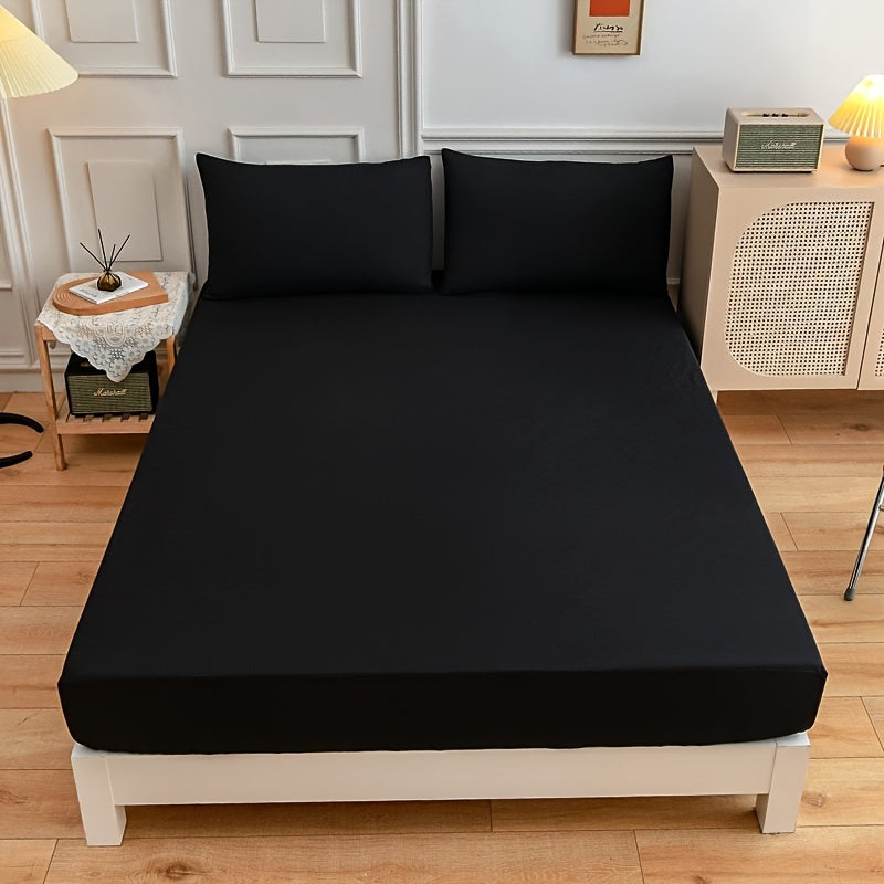 3pcs Solid Color Fitted Sheet Set (Sheets*1+Pillowcase*2.No Pillow Core), Skin-Friendly Soft And Breathable Bedding, Hotel Bedroom, Machine Washable