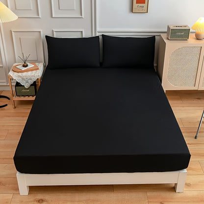 3pcs Solid Color Fitted Sheet Set (Sheets*1+Pillowcase*2.No Pillow Core), Skin-Friendly Soft And Breathable Bedding, Hotel Bedroom, Machine Washable