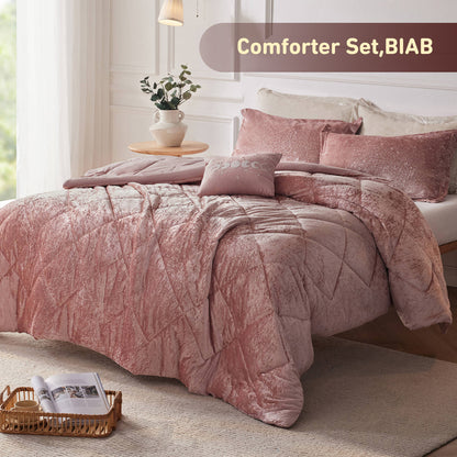 2/3 Piece Comforter Set, Velvet Comforter Set, Luxury Diamond Quilting Comforter Set, Fluffy Comforter Bed Set with Decorative Pillowand, Blush,Purple,Black, Twin/Twin XL,Full/Queen,King/Cal King
