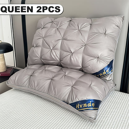 2pcs Luxury 5-Star Hotel Quality Pillows, Deep Sleep Neck Support, Non-Collapse High Pillow Core for All Seasons, Hypoallergenic Polyester Cover, Modern Pillow Design|Soft Texture Finish, Pillows for Sleeping, Cooling Pillows, Neck Pillow, Gift