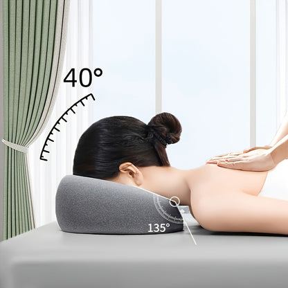 1pc Ergonomic Face Pillow with Memory Foam - Removable Washable Cover, Zipper Closure, Hollow Hole Design  - All-Season Comfort for Home, Spa & Sleep - Gray, Neck Support Pillow