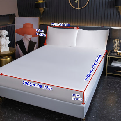 3pcs Cool But Not Icy Fresh Soft Smooth - Solid Color Satin 1pc Fitted Sheet And 1 Pair Pillowcases