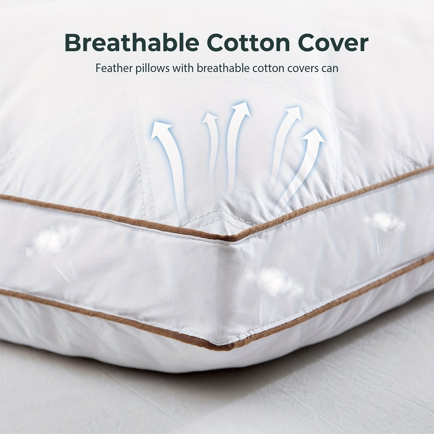 Goose Feathers And Down Pillow For Sleeping Gusseted Bed Hotel Collection Pillows, Set Of 2
