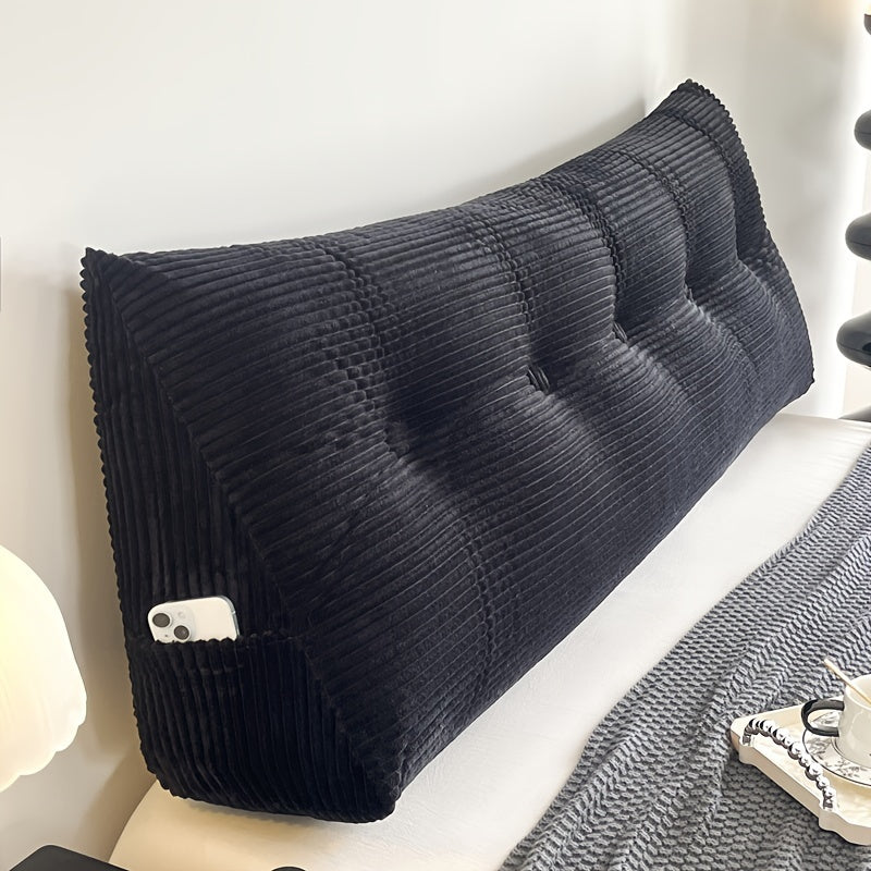 1pc Plush Large Pillow, Bedhead Cushion, Wedge-Shaped Velvet Cushion, Thick And Warm, with Fine Fabric, Utilized for Relaxation on The Bedhead Or Sofa