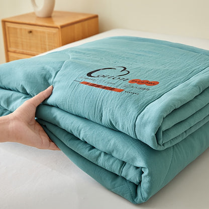 Japanese Super Soft Summer Cooling Quilt - Breathable Air Conditioning Blanket, Machine Washable All-Season Bedspread for Bedroom/Guest Room, Plain Color Stitched Design, Perfect Gift (No Pillow)