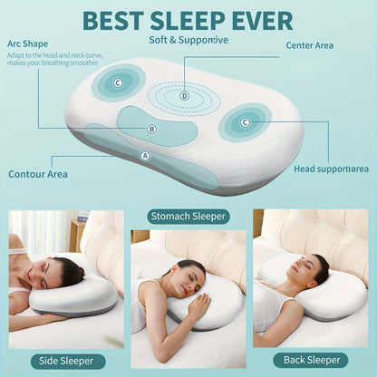 1pc Cervical Pillow Neck Pillow for Sleeping, Contoured Head Pad Pillows with Cooling Pillow Covers.Adjustable Height Cushion for Different Sleepers,Bed Supplies Pillow Gift