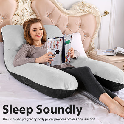 Wndy'S Dream Summer Cool Pregnancy Pillow, Cooling Velvet Body Pillow, 43.31inch 1950G Ergonomic Support, Skin-Friendly Sweat-Free Fabric, Washable Cover, Full Body Support for Pregnant Women