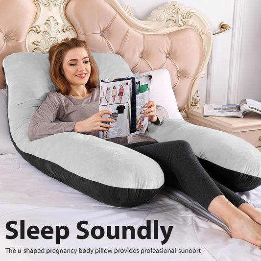 Wndy'S Dream Summer Cool Pregnancy Pillow, Cooling Velvet Body Pillow, 43.31inch 1950G Ergonomic Support, Skin-Friendly Sweat-Free Fabric, Washable Cover, Full Body Support for Pregnant Women