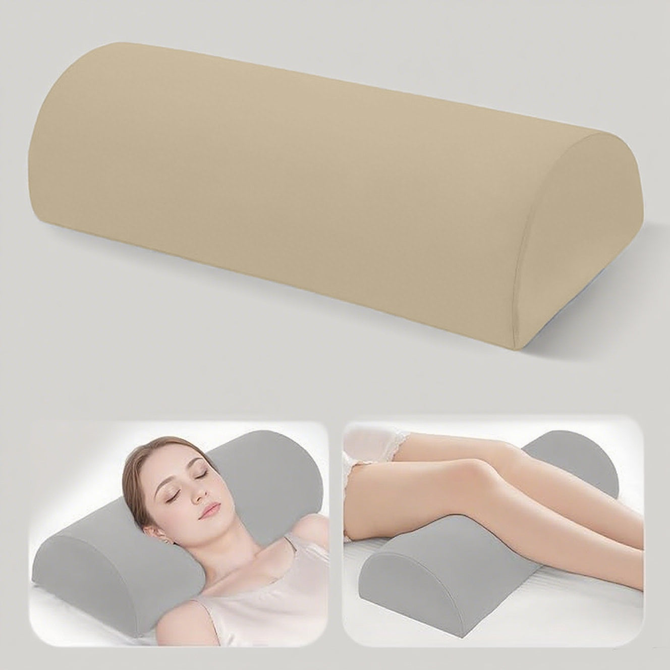 1pc Half Moon Pillow, Leg, Knee, Back of Neck, and Lumbar Support Pillow, Suitable for Back or Side Sleepers, Semi-Rolled Round Pillow, Comfort for Ankles and Feet, Head, Neck, Spine, and Hips