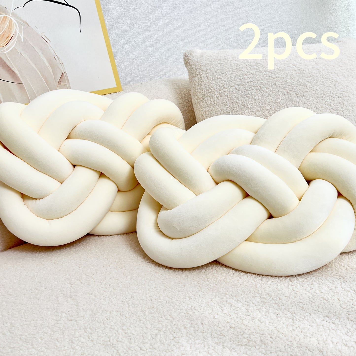 2pcs Knot Pillow Ball 15.75" Soft Plush Decorative Throw Pillow Floor Cushion, Knotted Ring Shape Cushion Dorm Room Decor Household Throw Knot Decorative Cushion for Bed Living Room