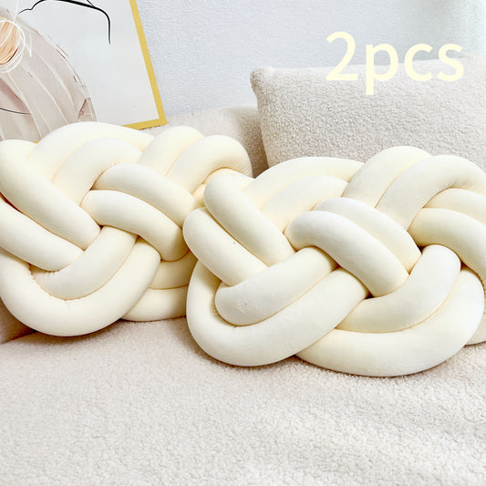 2pcs Knot Pillow Ball 15.75" Soft Plush Decorative Throw Pillow Floor Cushion, Knotted Ring Shape Cushion Dorm Room Decor Household Throw Knot Decorative Cushion for Bed Living Room