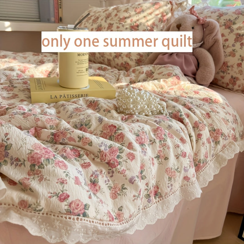 [Soft Summer Thin Quilt] 1pc of Soft Summer Thin Quilt, Sweet Princess Style Summer Cool Blanket - Lightweight And Breathable, Machine Washable, Perfect for Summer, Suitable for a Thin Quilt in All Seasons, Ideal for Bedrooms, Guest Rooms, And Sofas