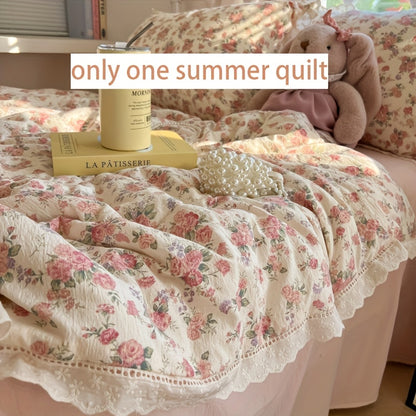 [Soft Summer Thin Quilt] 1pc of Soft Summer Thin Quilt, Sweet Princess Style Summer Cool Blanket - Lightweight And Breathable, Machine Washable, Perfect for Summer, Suitable for a Thin Quilt in All Seasons, Ideal for Bedrooms, Guest Rooms, And Sofas