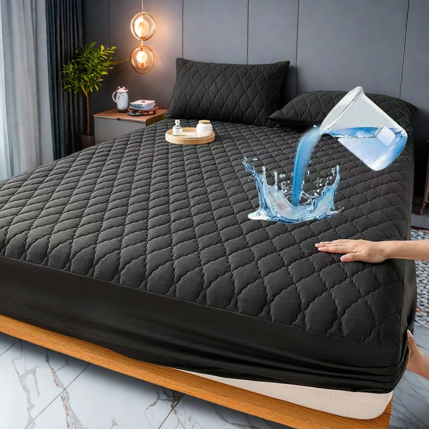 1pc Guaranteed High Quality Fitted Sheet Mattress Protector: Deep Pocket, Heavy Duty, Silent Comfort (Machine Washable)