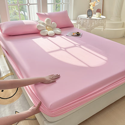 1 Easy Solid Color Bed Sheet, Without Pillowcases - Household Mattress Protector, Hotel Mattress Dust Cover, 360-Degree Full Coverage, Non-Slip, Made of Easy-Care Material, Comfortable And Durable, Suitable for All Seasons