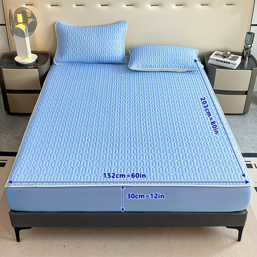 1pc Cooling And Stretchy Bed Sheet - Soft Non-Slip Polyester, Breathable Moisture-Wicking, Lightweight And Comfortable for All-Night Sleep, Machine Washable, Fits Standard Mattress Sizes, Bedding Additions, Elegant Bedding, Smooth Texture