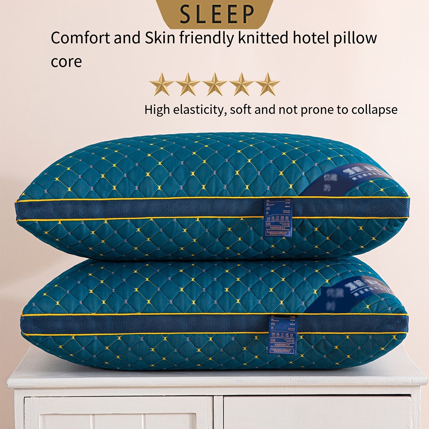 2 Luxury Quality Pillows - Deep Sleep Neck Support, High-Density Non-Sagging All-Season Covers, Vacuum Compressed Packaging, Home Comfort, Designed for Bedding Enthusiasts, Quick Rebound, Soft and Comfortable, Bedroom Relaxation, Modern Sleep