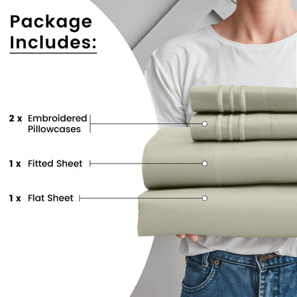Hannah Bedding Sheet Set - 6 PC Brushed 100% polyester Bed Sheets 16 Inches Deep Pockets - Embroidered & Plain Pillowcases - Hotel Luxury Sheets Bed Set - Soft Bedding Sheets