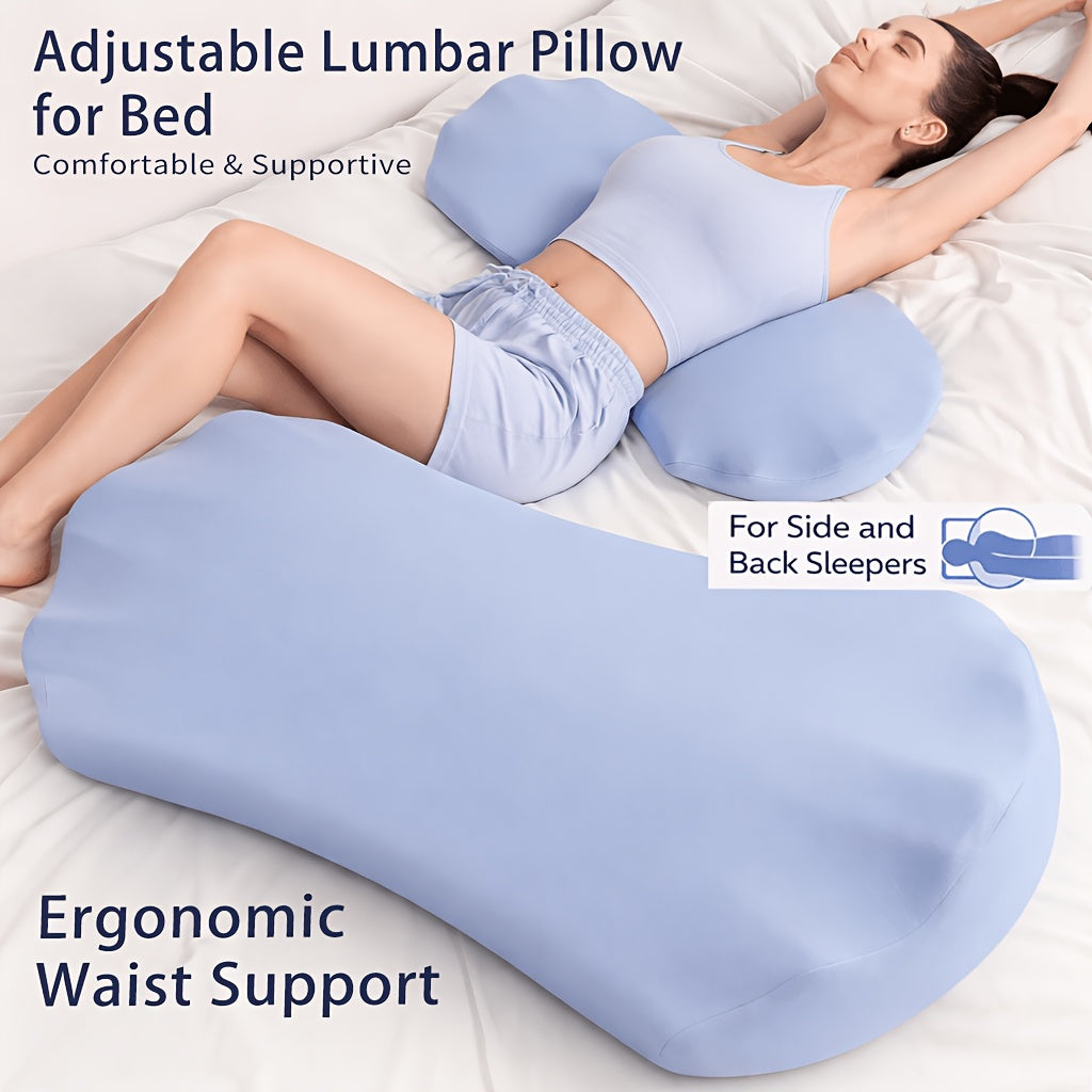 Adjustable Lumbar Pillow for Bed, Fills the Gap in the Waist, for Back & Side Sleepers