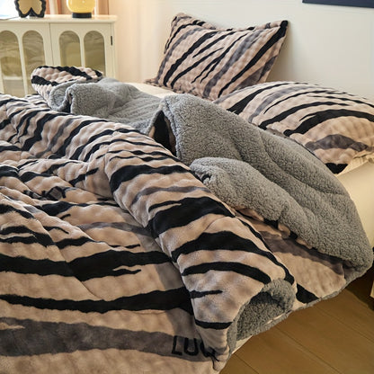 Extra-Thick Fleece Quilt Set- Bedding for Christmas Room Decor, Thickened Down Quilt Set, Comforter Sets Queen, Christmas Decorations for Home, Blankets