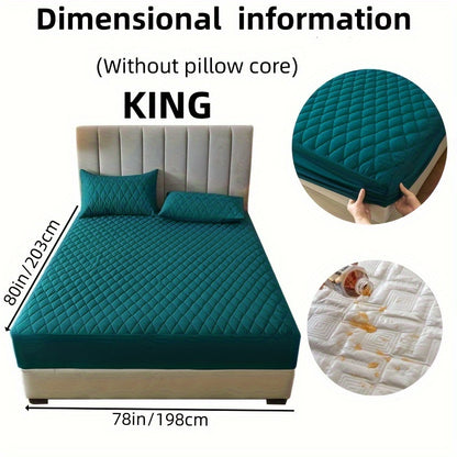 2/3pcs Two-Piece/Three-Piece Multi-Color Waterproof Fitted Sheet Set Waterproof Mattress Protector Fitted Sheet and Pillowcase Set Anti-slip Full Cover Protection Cover