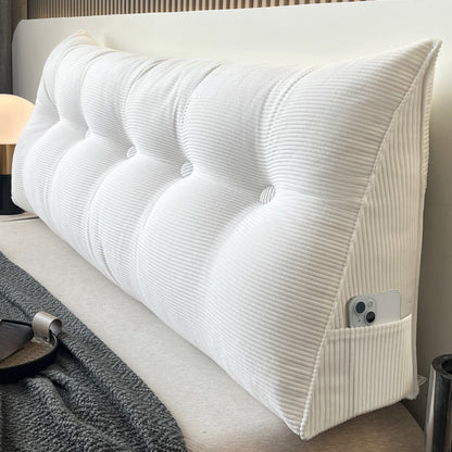 1pc Wedge Shaped Positioning Pillow, Striped Velvet Cushion, Soft And Fluffy Fit to The Waist And Back, Side Storage Is Available