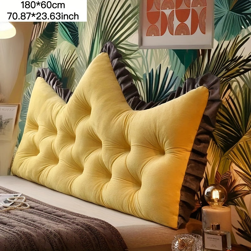 1pc Large Backrest Pillow, Bedside Pillow for Sofa Bed, Crown Shaped Backrest Cushion Pillow, Bedroom Supplies, Home Decor, Shaped Bed Backrest Pillow with Zipper Closure, Decorative Headboard And Tatami Support Cushion for Back Sleepers