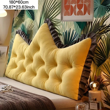 1pc Large Backrest Pillow, Bedside Pillow for Sofa Bed, Crown Shaped Backrest Cushion Pillow, Bedroom Supplies, Home Decor, Shaped Bed Backrest Pillow with Zipper Closure, Decorative Headboard And Tatami Support Cushion for Back Sleepers