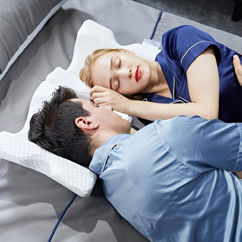 1pc Couple Cuddling Memory Foam Pillow - Soft Polyester Design, Perfect for Cozy Travel (Non-Electric)